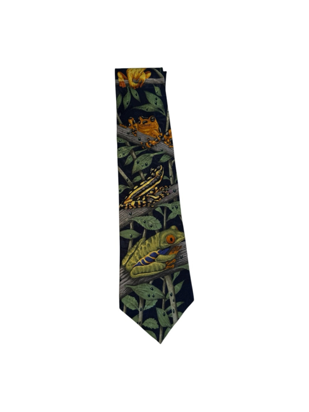 Bruce’s Rainforest Endangered Species Frog Necktie 100% Silk Marc Dennis Nature